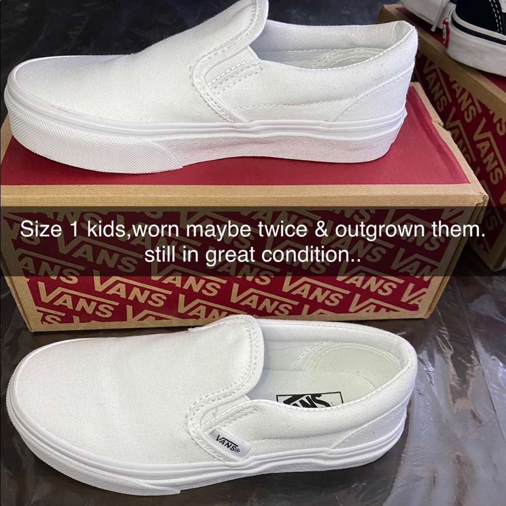 Vans all white size 1 Kids - Picture 1 of 2